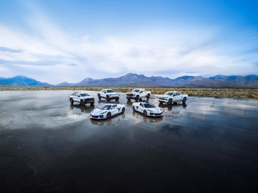 Multiple white Chevrolet vehicles