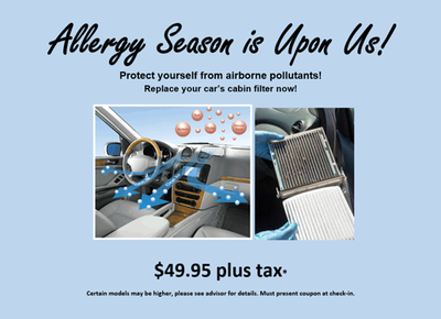 Cabin air filter $49.95